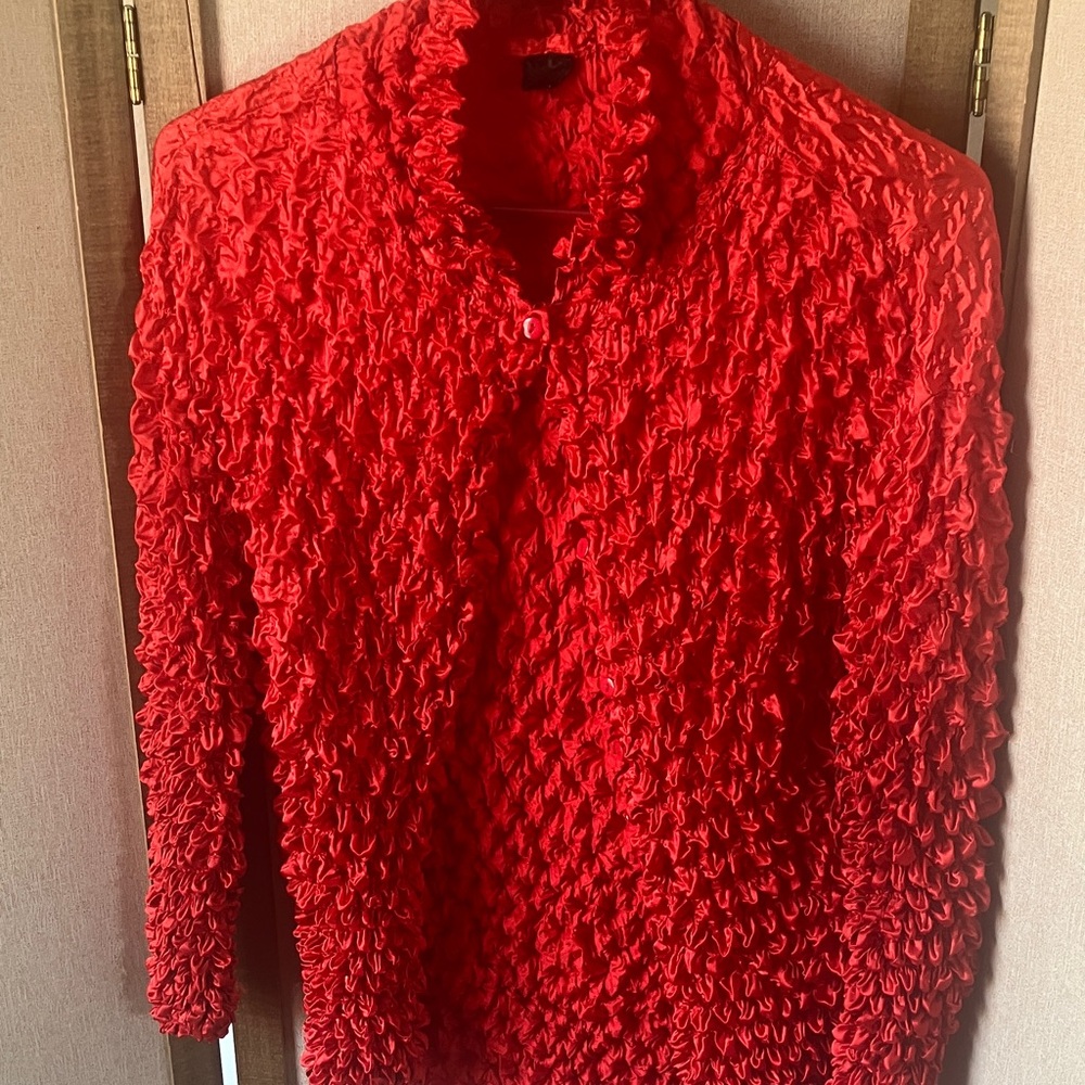 FINAL MARKDOWN Elegant Red Women's pucker shacket osfm